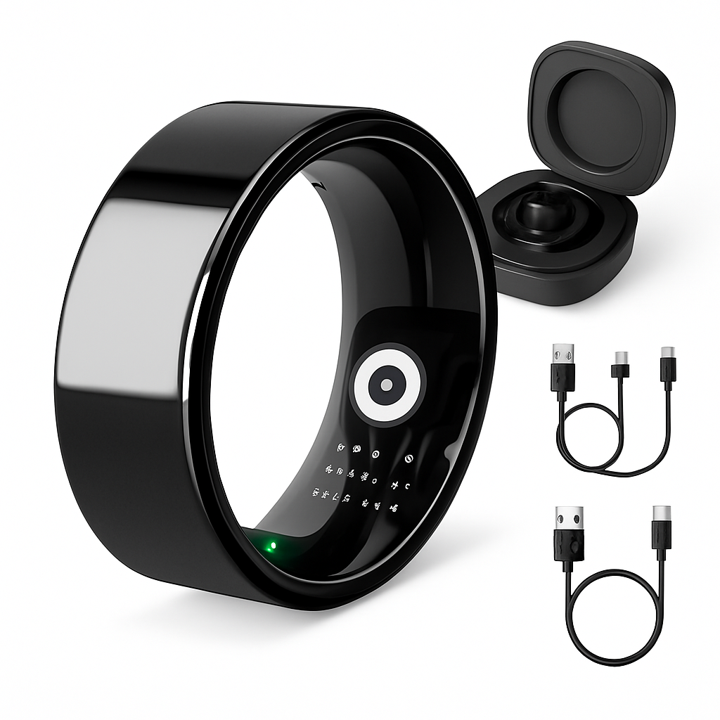Smart Ring Health Tracker Fitness/Sleep/Stress/HRV Tracker with Charging Case Magnetic Charging Cable for Women & Men Compatible with iOS & Android 7-
