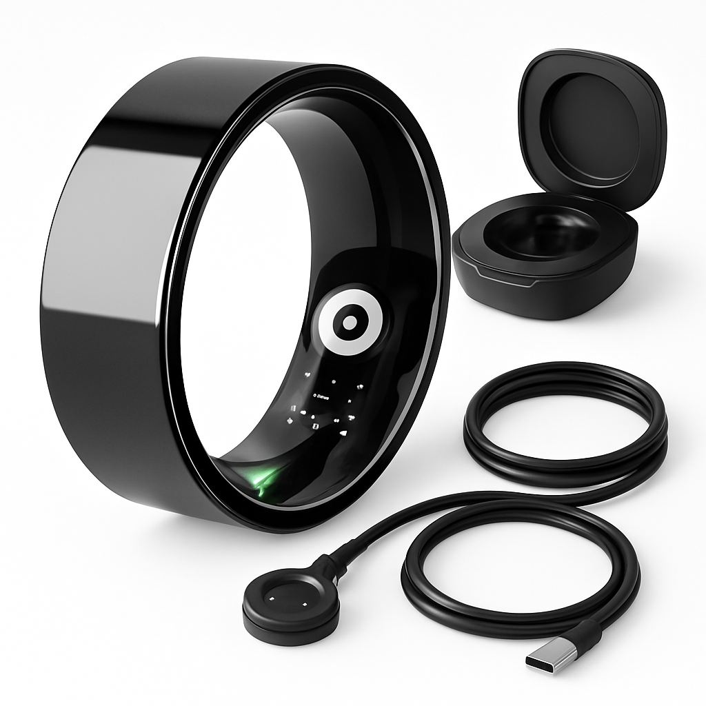 Smart Ring Health Tracker Fitness/Sleep/Stress/HRV Tracker with Charging Case Magnetic Charging Cable for Women & Men Compatible with iOS & Android 7-