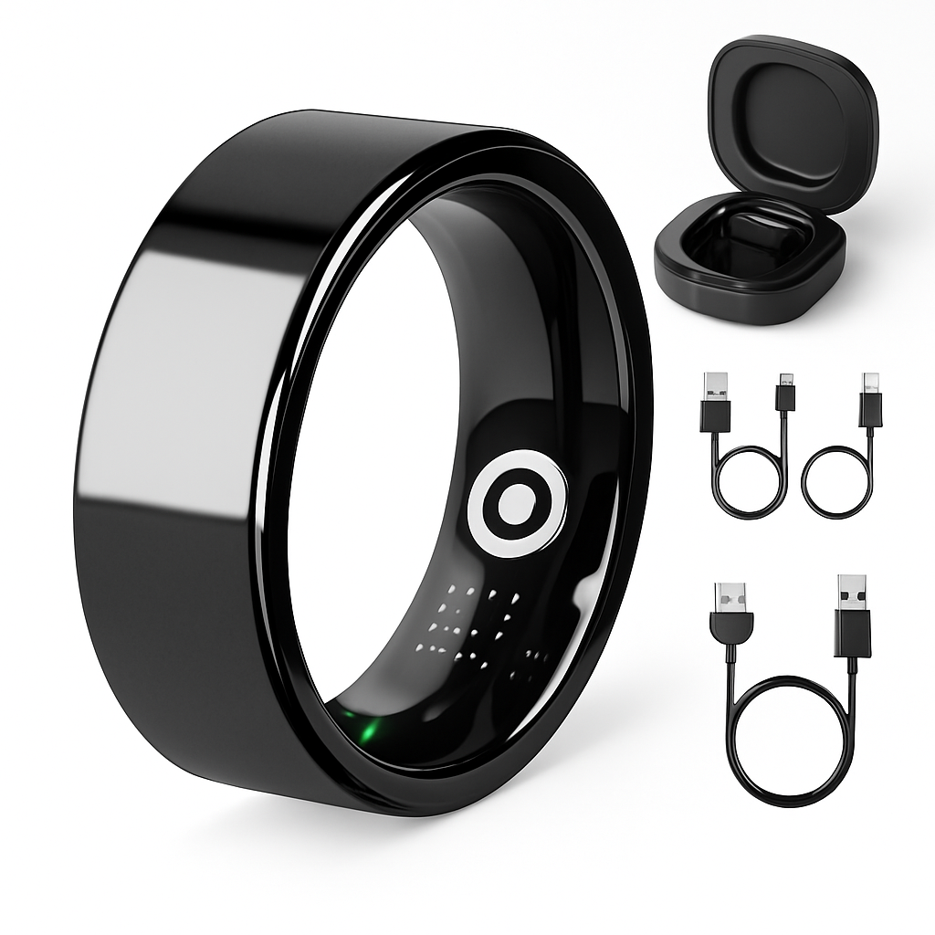 Smart Ring Health Tracker Fitness/Sleep/Stress/HRV Tracker with Charging Case Magnetic Charging Cable for Women & Men Compatible with iOS & Android 7-