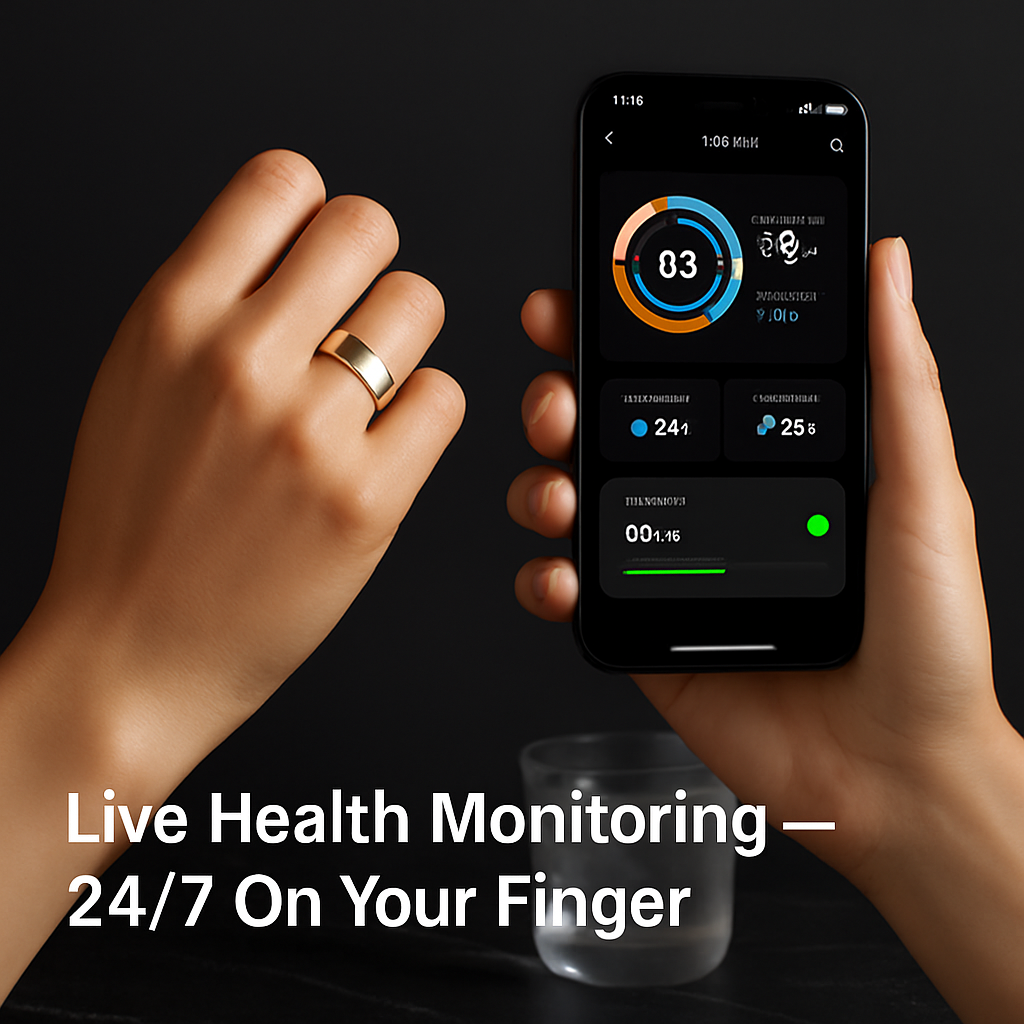Smart Ring Health Tracker Fitness/Sleep/Stress/HRV Tracker with Charging Case Magnetic Charging Cable for Women & Men Compatible with iOS & Android 7-