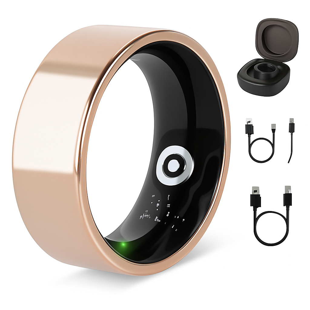 Smart Ring Health Tracker Fitness/Sleep/Stress/HRV Tracker with Charging Case Magnetic Charging Cable for Women & Men Compatible with iOS & Android 7-