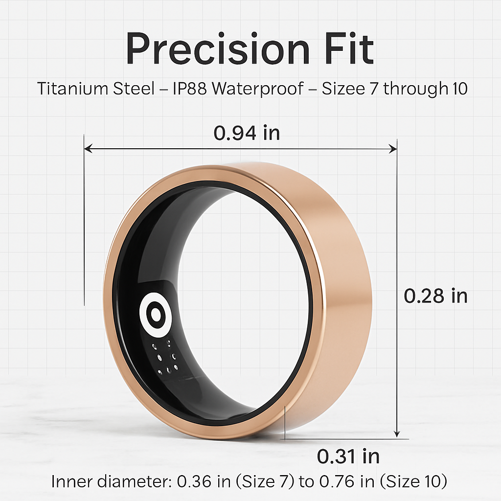 Smart Ring Health Tracker Fitness/Sleep/Stress/HRV Tracker with Charging Case Magnetic Charging Cable for Women & Men Compatible with iOS & Android 7-